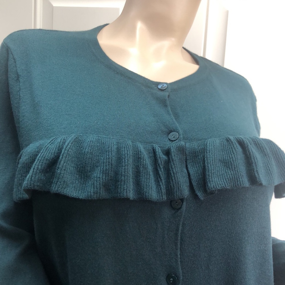 Ann Taylor Ruffle Cardigan XL - Picture 2 of 10